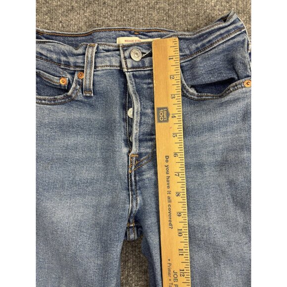 Levi's Wedgie Straight Jeans Womens 25x28 Light Blue High Rise Button Fly Denim - Picture 5 of 10